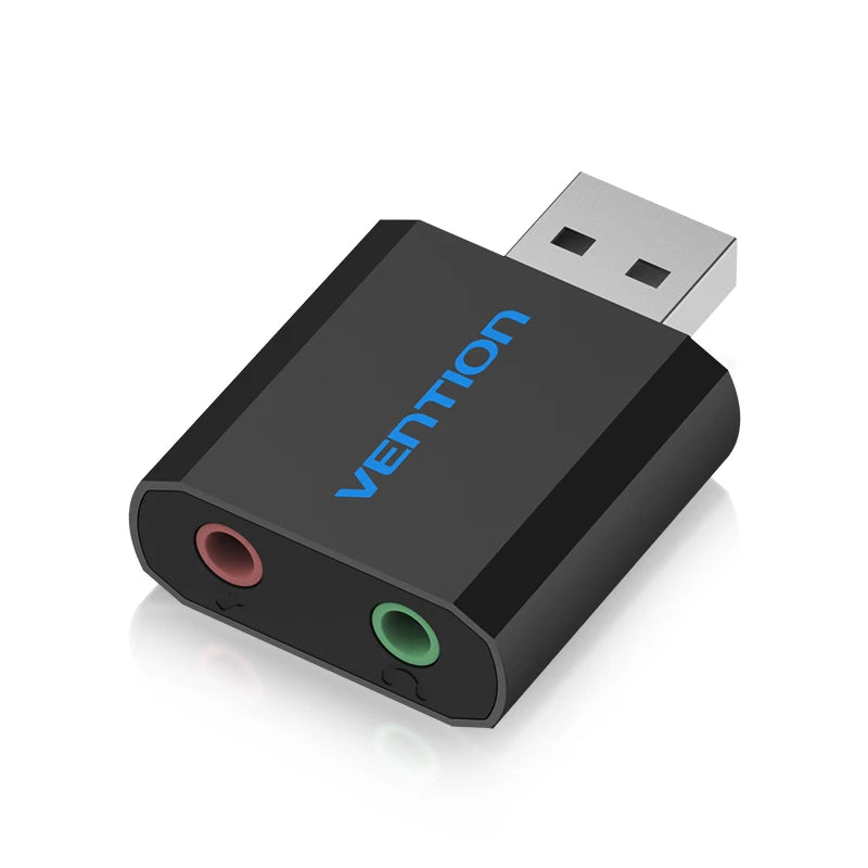 External USB Sound Card 3.5mm Audio Adapter for Laptop, PS4 and Headset Microphone