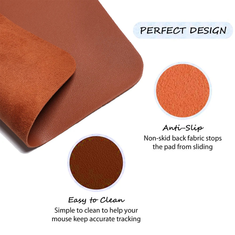 Universal Anti-Slip Leather Mouse Pad – 9.06 x 7.87 x 0.08 in (230 x 200 x 2 mm) Waterproof Desk Cushion for Gaming & Office