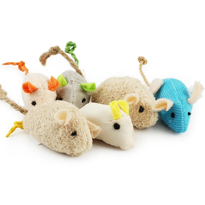 6-Pack Catnip Plush Mouse Toys for Kittens — 5.5cm (2.2in) Mix Color Mini Cat Toys