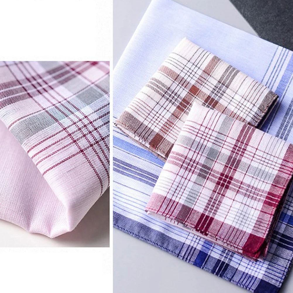 5-Pack Cotton Plaid Stripe Handkerchiefs 38 x 38 cm (15 x 15 in) Men’s Pocket Squares for Casual & Business