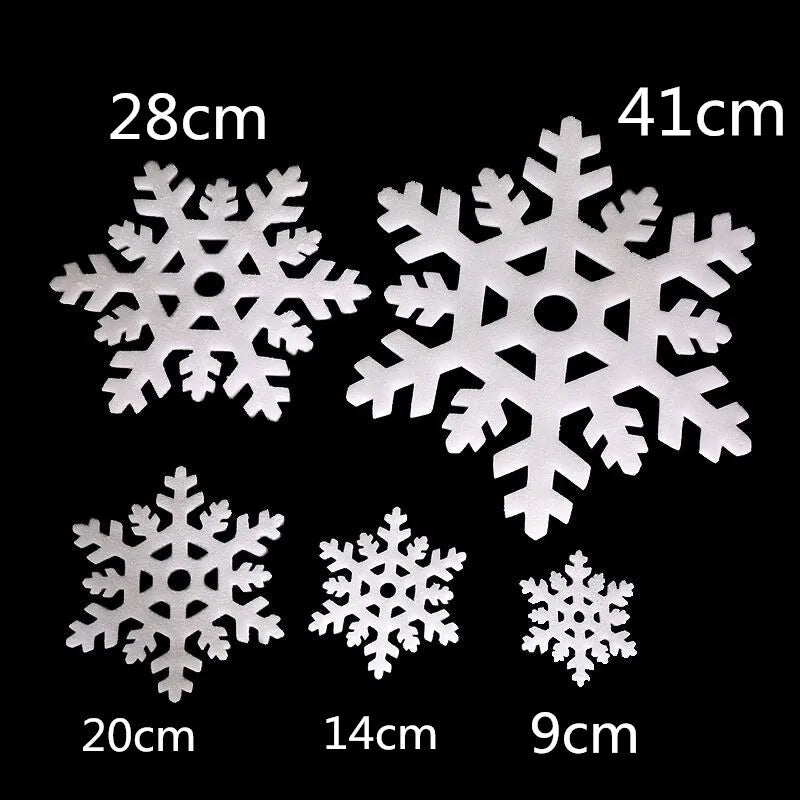 5-Pack White Foam Snowflake Ornaments - 9, 14, 20, 28, 41 cm (3.5, 5.5, 7.9, 11.0, 16.1 in) Christmas Tree & Window DIY Decorations