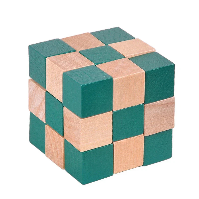 Wooden Dragon Tail IQ Puzzle - 3D Tangram Jigsaw Brain Teaser, Educational Wooden Puzzle for Kids & Adults