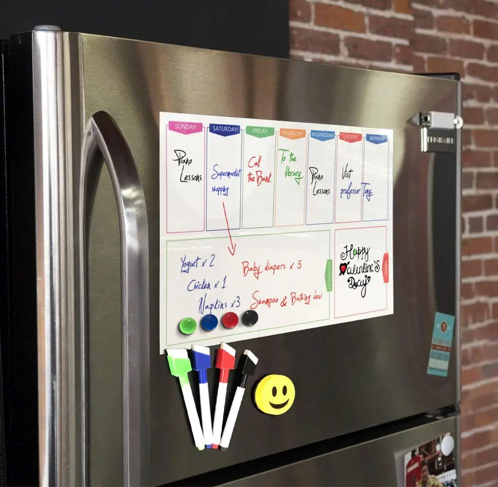 A3 Magnetic Weekly & Monthly Planner Whiteboard - Flexible Fridge Message & Drawing Board (11.7 x 16.5 in / 29.7 x 42 cm)