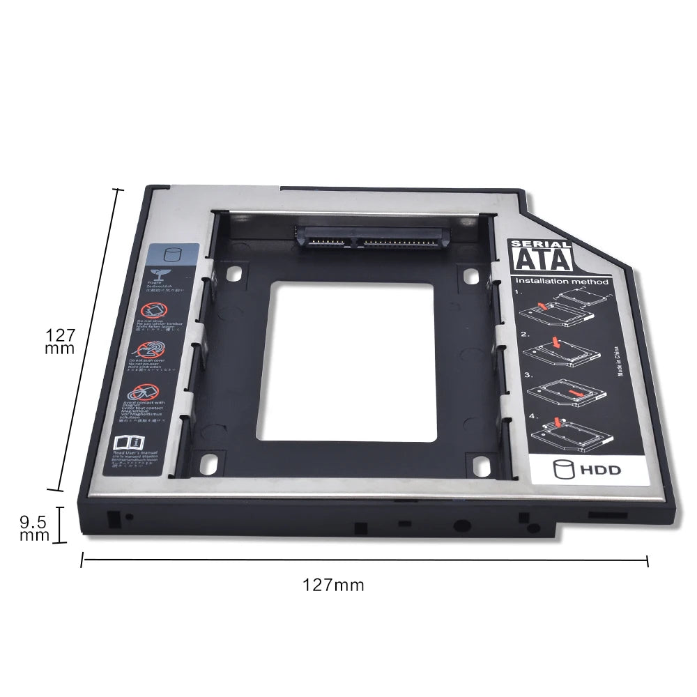 Universal SATA 3.0 2.5-inch (63.5 mm) HDD/SSD Caddy — Fits 9.5 mm / 12.7 mm Optical Bay (eSATA Enclosure)