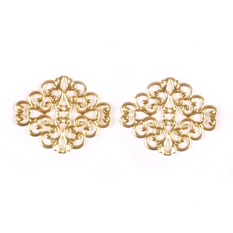 20-Pack Metal Filigree Flower Wraps Connectors for Jewelry Making & Scrapbooking, 41 x 31 mm (1.61 x 1.22 in) – Gold Silver Bronze