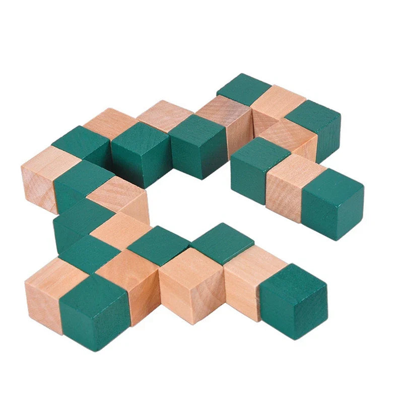 Wooden Dragon Tail IQ Puzzle - 3D Tangram Jigsaw Brain Teaser, Educational Wooden Puzzle for Kids & Adults