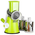 Manual Rotary Vegetable Slicer & Cheese Grater with 3 Stainless Steel Drums - Handheld Vegetable Chopper