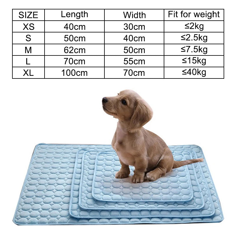 Cooling Pet Mat for Dogs & Cats – Breathable Washable Summer Pad, Multiple Sizes XS–XXL (40x30–150x100 cm | 15.7x11.8–59.1x39.4 in)