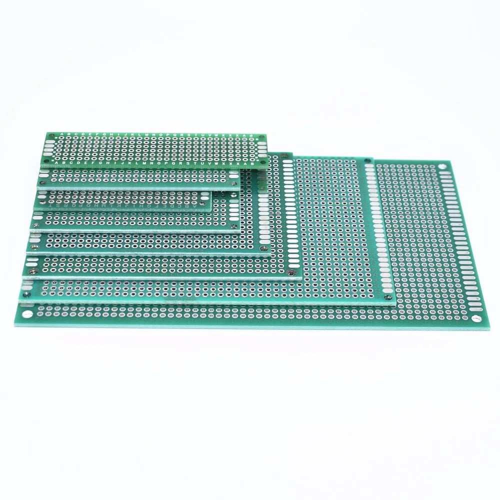 Double-Sided PCB Protoboard for DIY Electronics — Assorted Sizes 2x8cm to 9x15cm (0.8x3.1in to 3.5x5.9in)