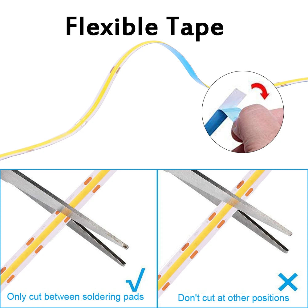 5V USB COB LED Strip Light 320 LEDs/m High-Density Flexible Tape Light Warm Natural Cool White and RGB