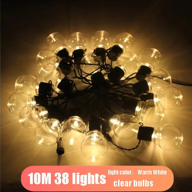 LED Globe String Lights 6m/10m (20/38 Bulbs) Waterproof Outdoor White/Warm White - Wedding Party Garden Christmas