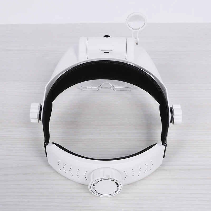 USB Rechargeable LED Headband Magnifier Glasses Loupe for Watchmaker & Jewelry Repair 1.5x-8x (Stackable to 15x)