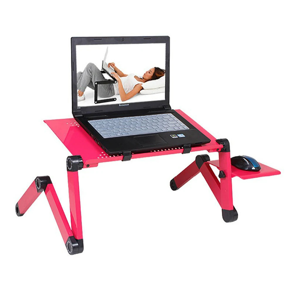 Adjustable Aluminum Laptop Desk Stand with Mouse Pad, Portable Ergonomic Lap Desk for Bed, Sofa and TV