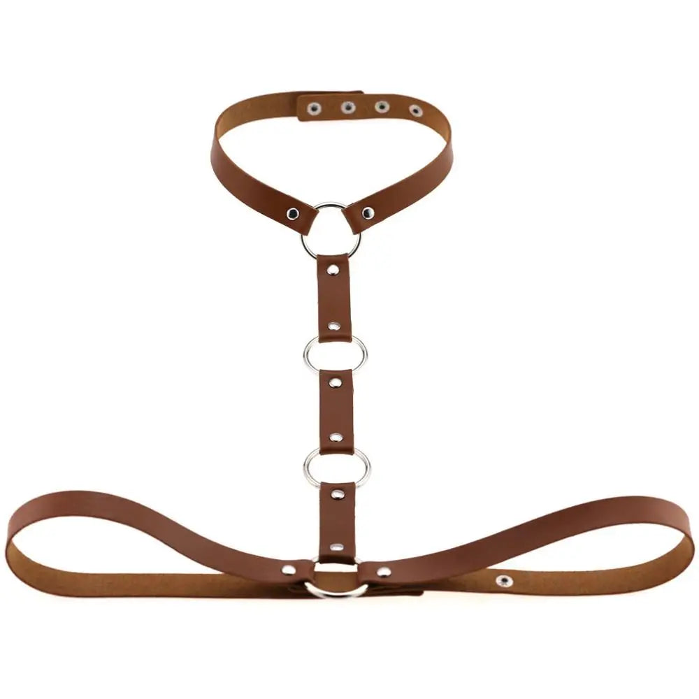 Vegan Leather Sword Belt Body Harness Cage – Gothic Punk Waist Chain for Cosplay & Festival