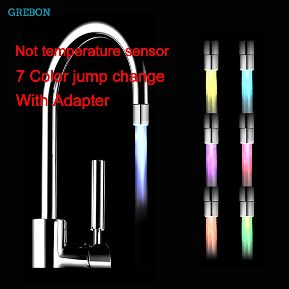 Color-Changing LED Faucet Aerator Light-Up Tap Nozzle with Temperature Sensor Water-Saving for Kitchen & Bathroom