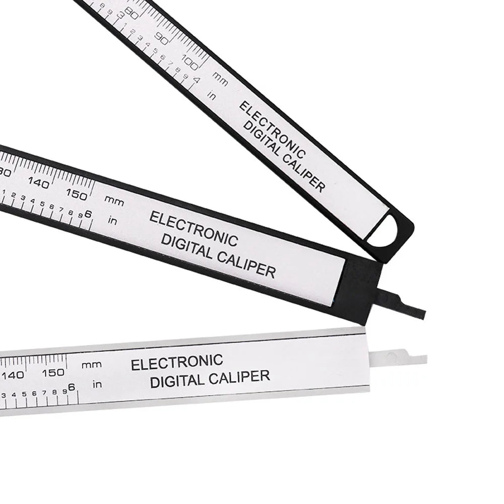 Digital Vernier Caliper 150mm & 100mm (6in/4in) LCD Electronic Measuring Gauge - Carbon Fiber Style