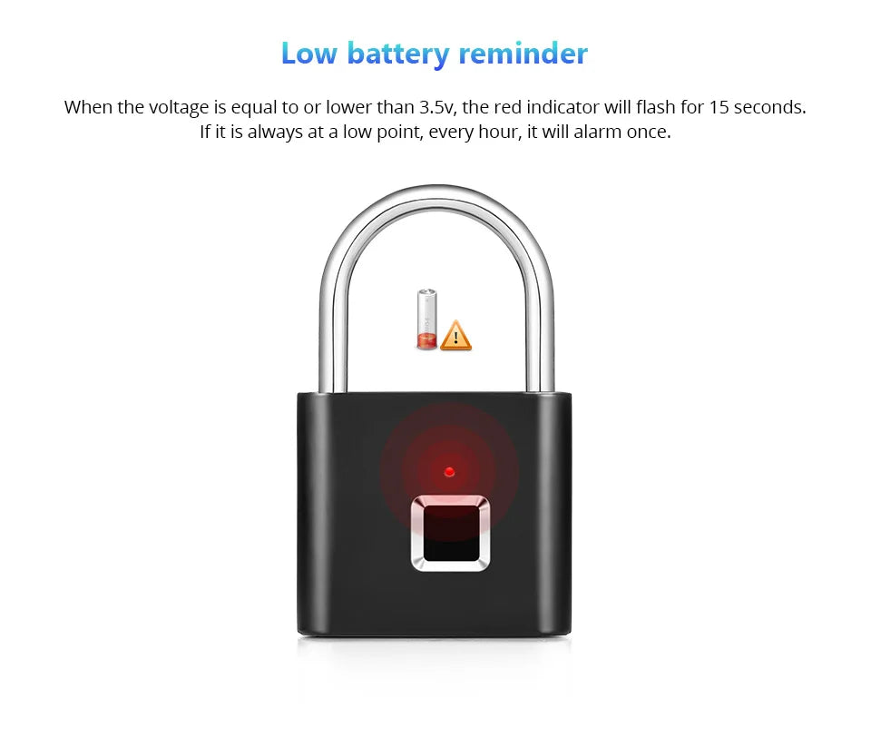 Smart Fingerprint Padlock - Waterproof Keyless Rechargeable Type-C Security Lock for Gym, Luggage & Home