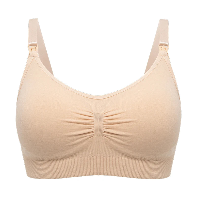 Plus Size Nursing Bra Breathable Seamless Maternity Breastfeeding Bra Wire-Free with Removable Pads