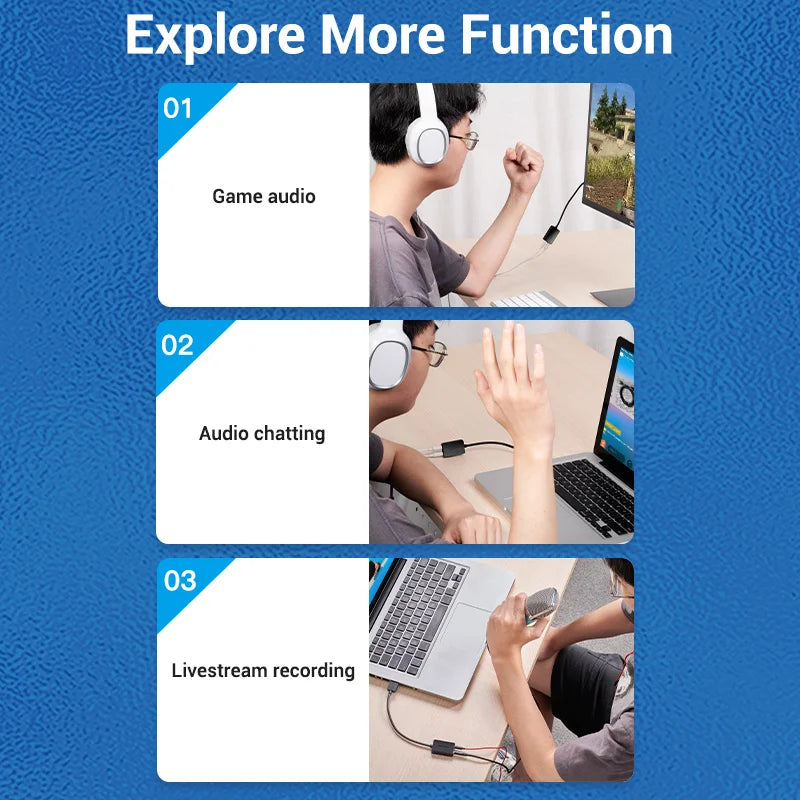 USB External Sound Card Adapter - USB to 3.5mm Audio Interface for PC, Laptop, PS4 Headset & Microphone