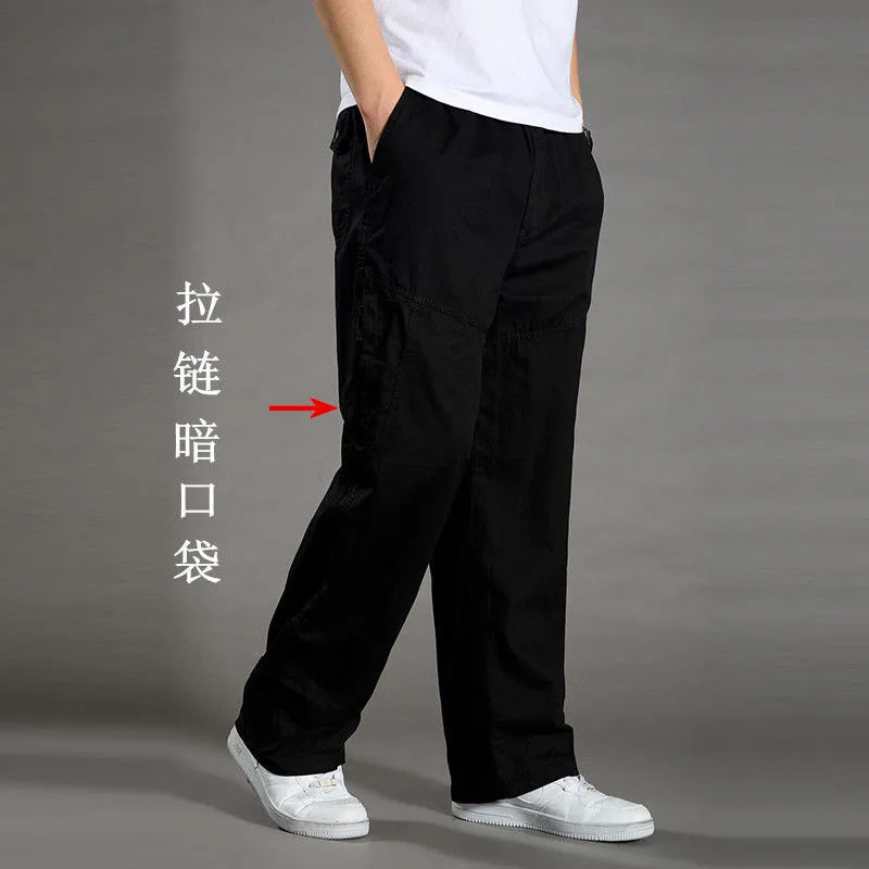 Men's Cotton Cargo Pants – Casual Work Joggers with Pockets, Waist 29–46 in (74–117 cm) | Up to 6XL