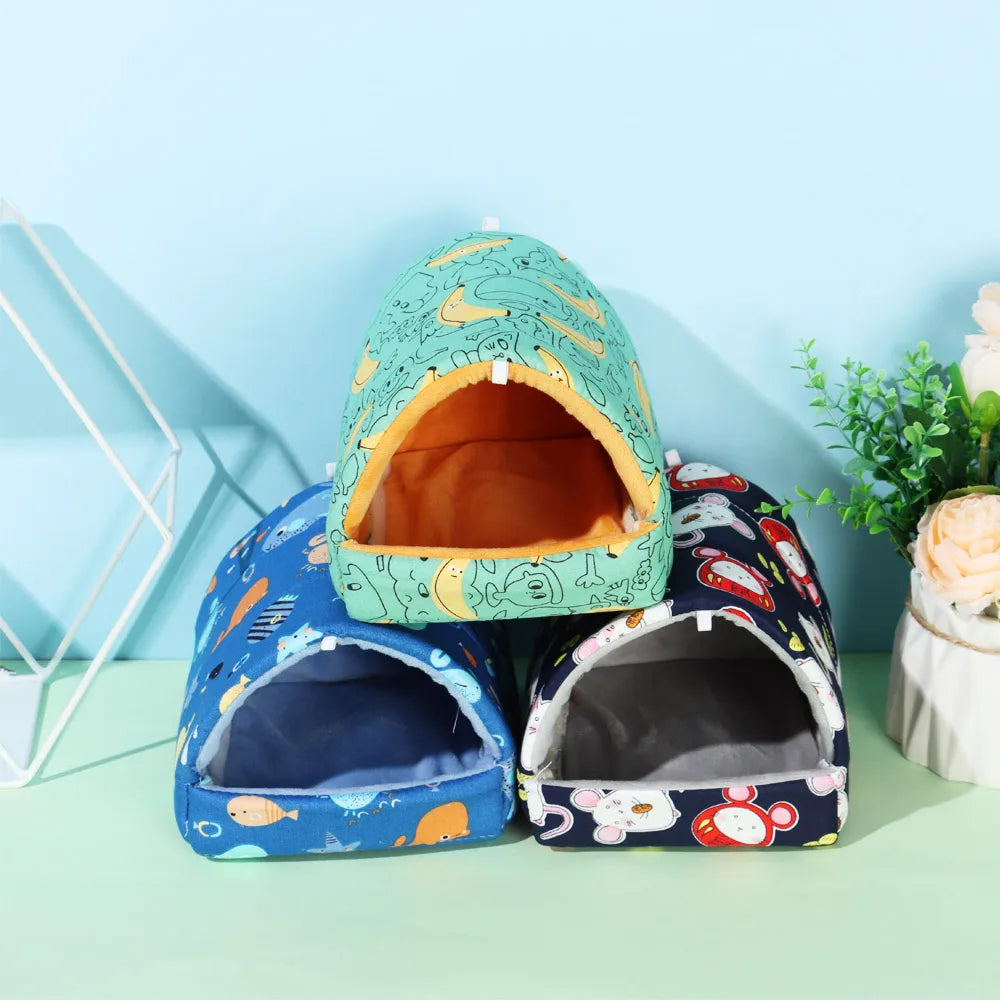Hanging Cotton Nest Bed for Small Pets - Warm Flannel Hamster & Guinea Pig House (S/M/L/XL; 3.15–7.87 in / 8–20 cm)