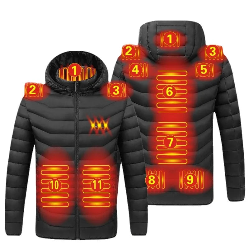 Men's USB Heated Parka – Hooded Padded Winter Jacket with Smart Thermostat