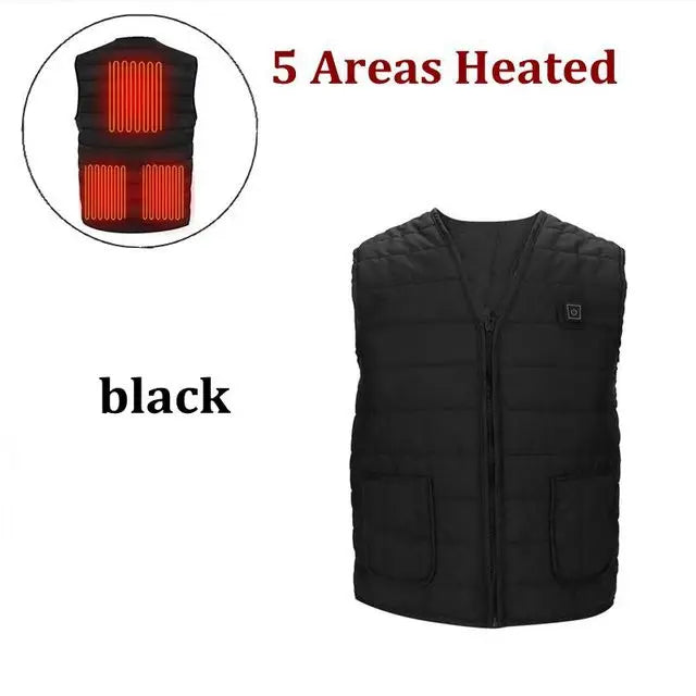 USB Heated V-Neck Vest - 9-Zone Electric Thermal Vest for Men & Women, Outdoor Winter Warmth