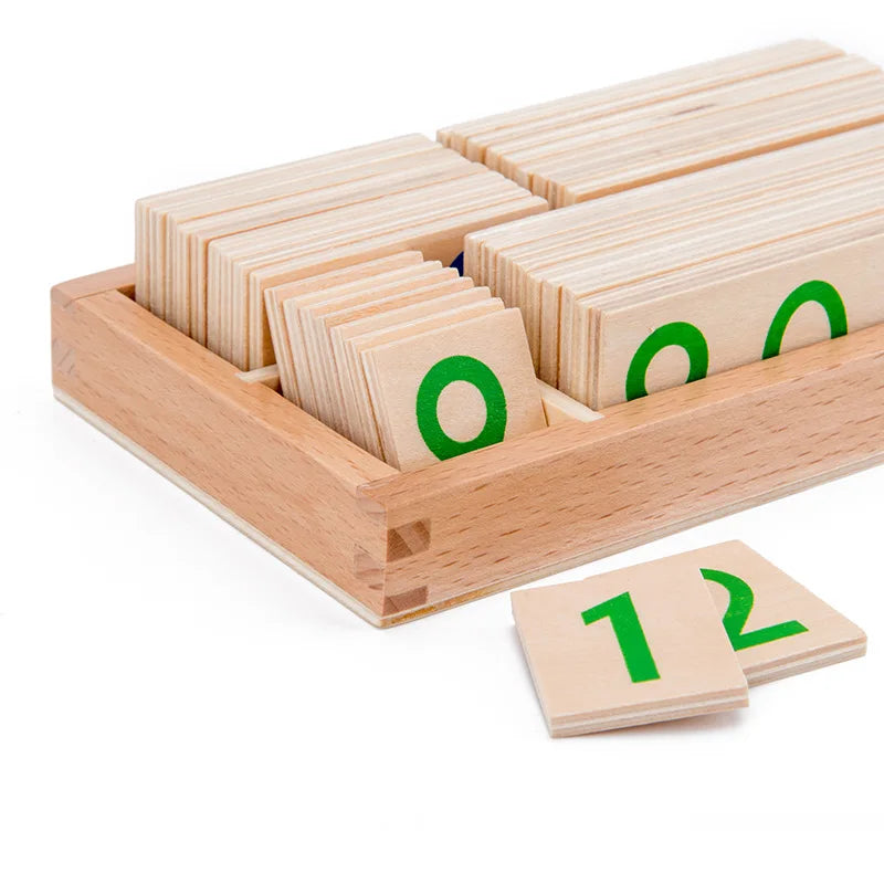 Wooden Montessori Number Cards - Counting and Place Value Math Teaching Aids for Preschool and Early Education