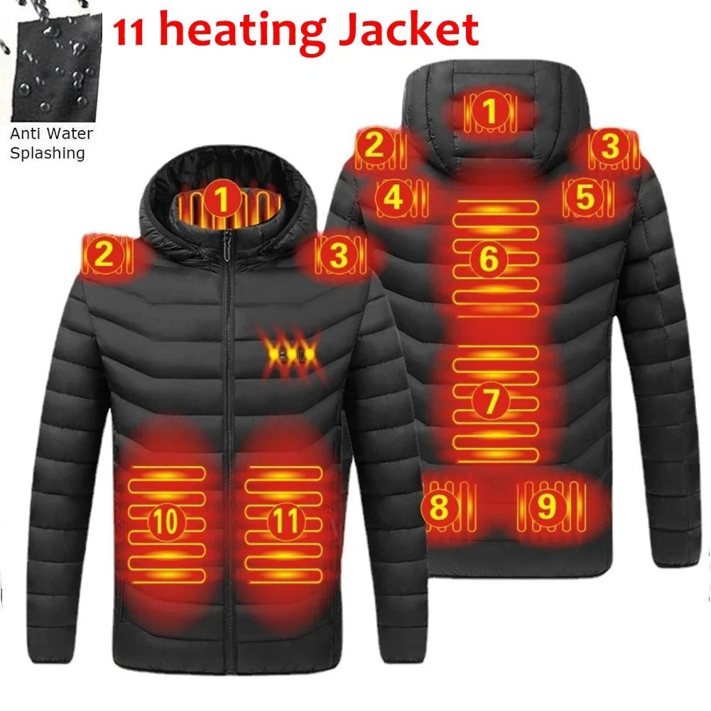 Men's USB Heated Parka – Hooded Padded Winter Jacket with Smart Thermostat