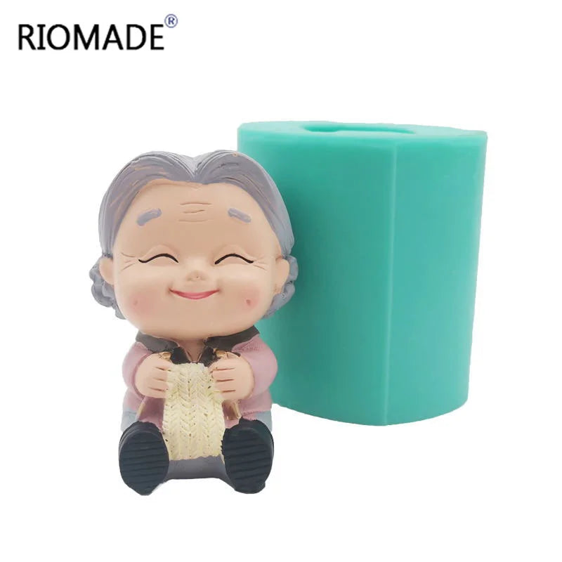 3D Grandpa & Grandma Silicone Mold – Longevity Elder Figurine for Candles, Resin, Soap & Cake Decorating