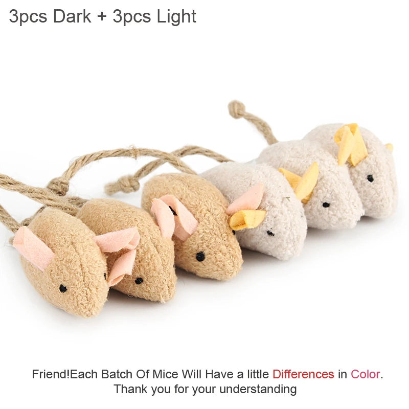 6-Pack Catnip Plush Mouse Toys for Cats & Kittens, 2.2 in (5.5 cm) Interactive Catnip Mice – Mixed Colors