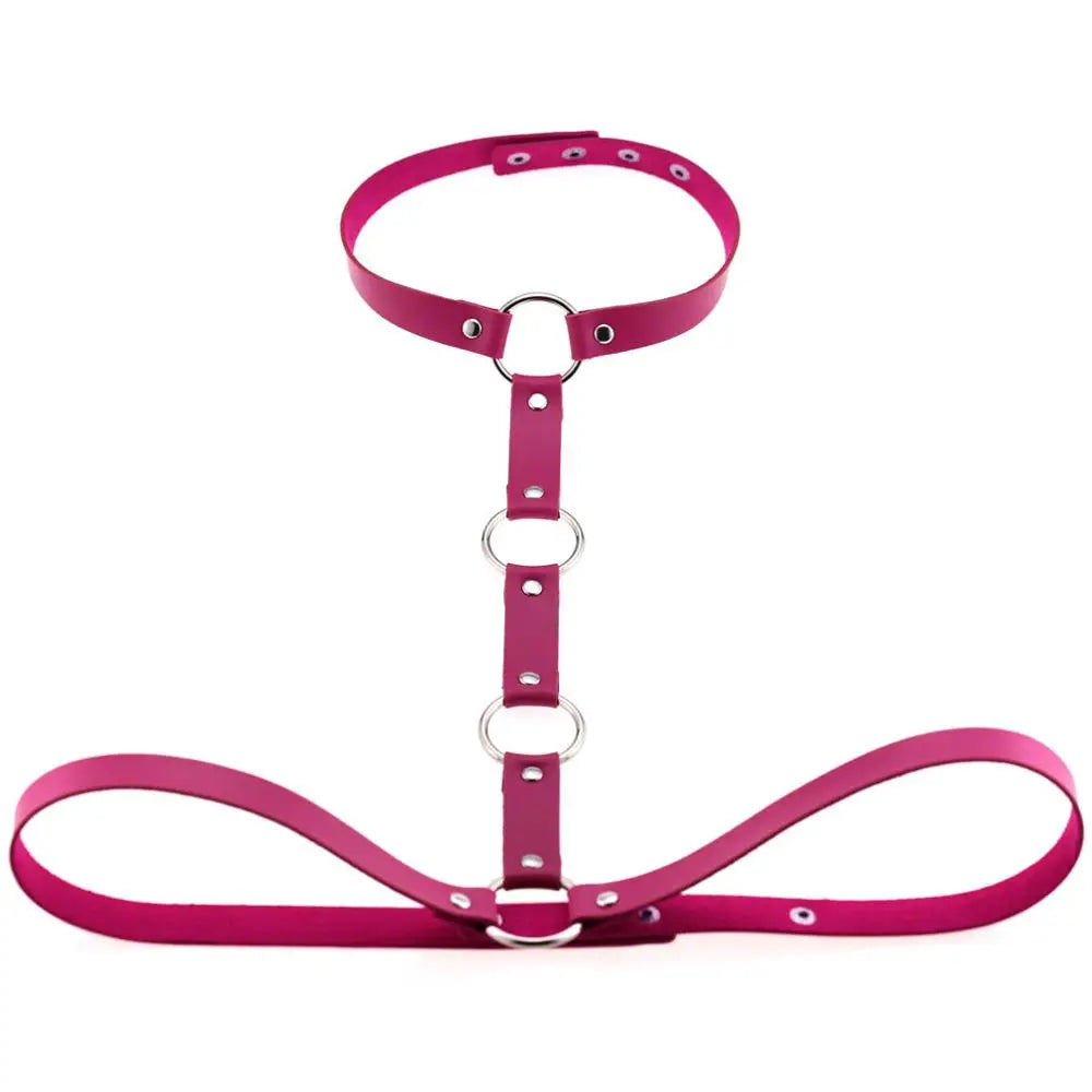 Vegan Leather Sword Belt Body Harness Cage – Gothic Punk Waist Chain for Cosplay & Festival