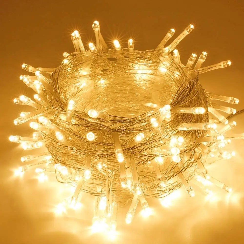 Warm White Festoon LED String Lights 50M (164ft) Plug-In – Indoor Outdoor Connectable Garland, Steady-On Christmas & Party Decor