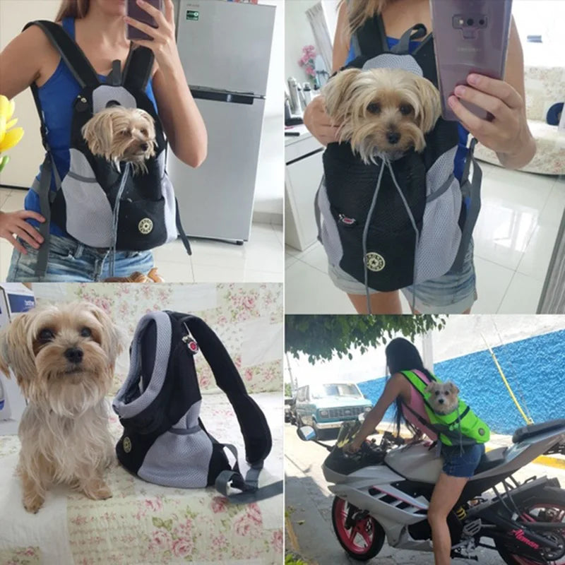Wearable Pet Carrier Backpack – Front & Back Mesh Dog & Cat Travel Bag (S/M/L)