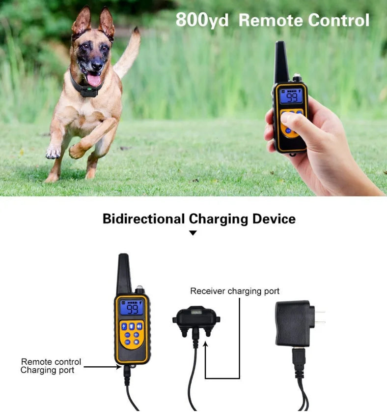 Waterproof Electric Dog Training Collar with Remote — Rechargeable Anti-Bark, Vibration/Shock/Beep, Adjustable up to 26.4 in (67 cm)