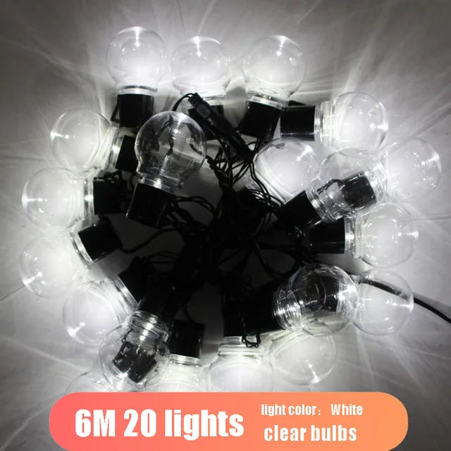 LED Globe String Lights 6m/10m (20/38 Bulbs) Waterproof Outdoor White/Warm White - Wedding Party Garden Christmas