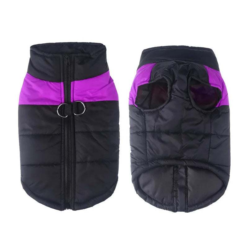 Waterproof Winter Dog Jacket Warm Windproof Coat with D-Ring – XS–6XL for Small to Large Breeds (Red/Blue/Green/Pink/Purple)
