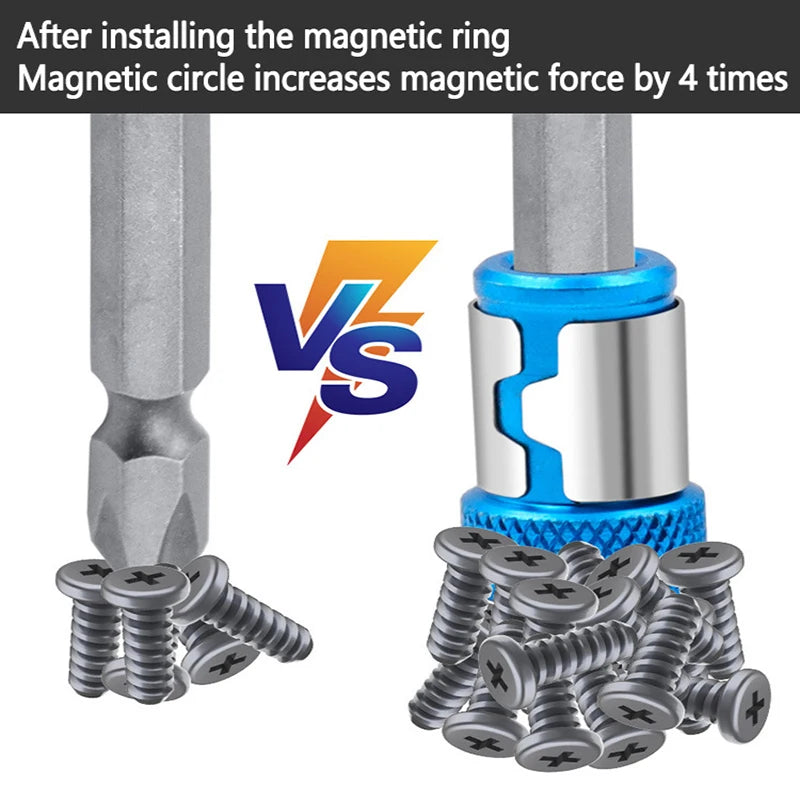 Magnetic Screwdriver Bit Ring – 1-Pack for 1/4 in (6.35 mm) Shank | Aluminum Magnetizer, 1 in (25 mm) Length, 0.59 in (15 mm) OD