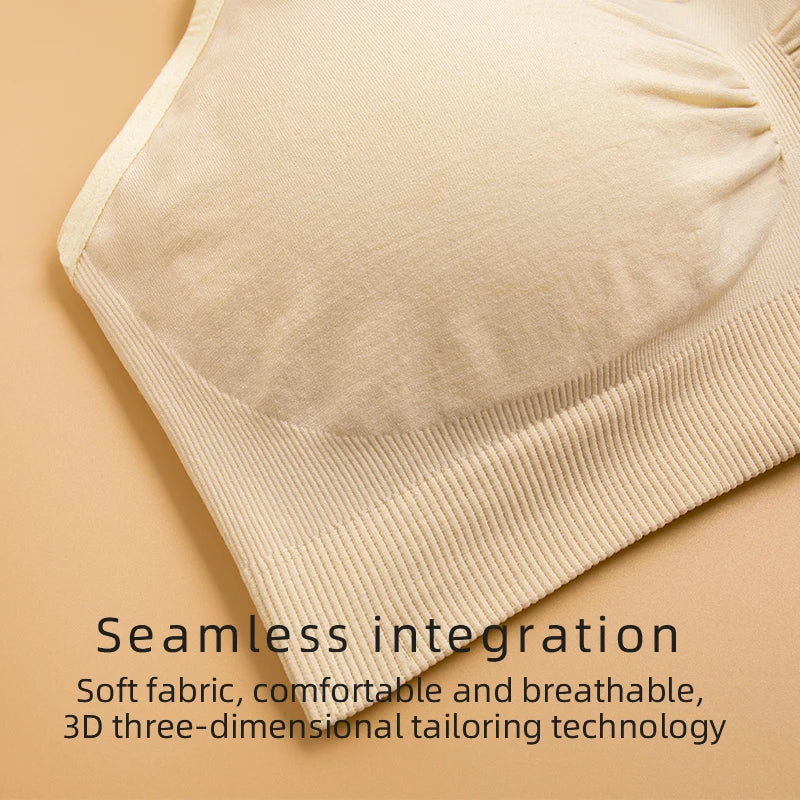 Plus Size Nursing Bra Breathable Seamless Maternity Breastfeeding Bra Wire-Free with Removable Pads