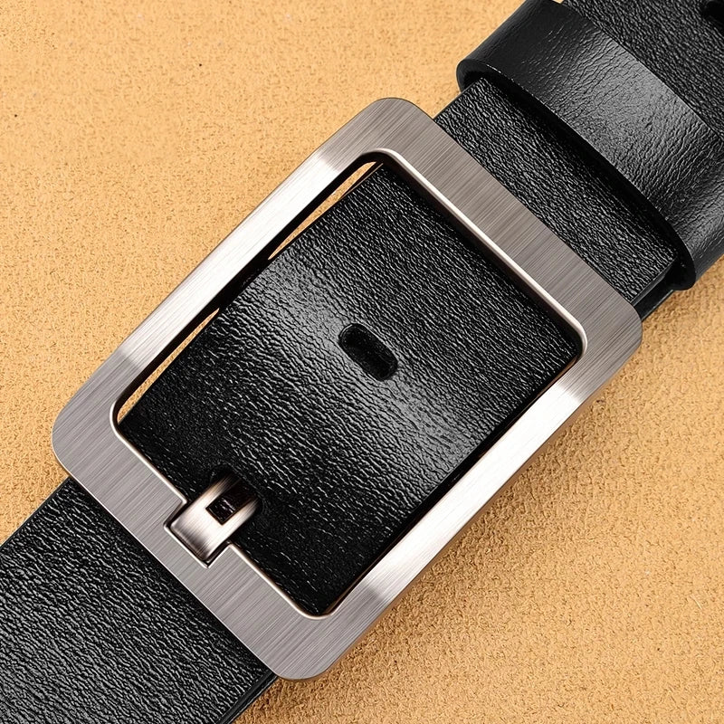 Men's Leather Belt with Metal Buckle – Casual & Business Denim Belt, Solid Classic Style