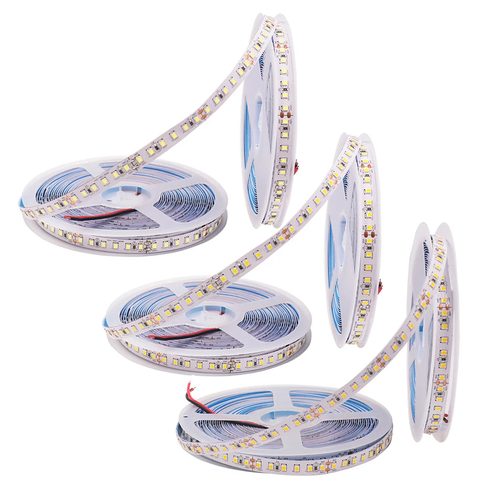 SMD2835 LED Strip Light 12V/24V – 5m/10m/15m/20m Tape, 60/120/240/480 LEDs/m, Warm/Natural/Cold White, IP21/IP65
