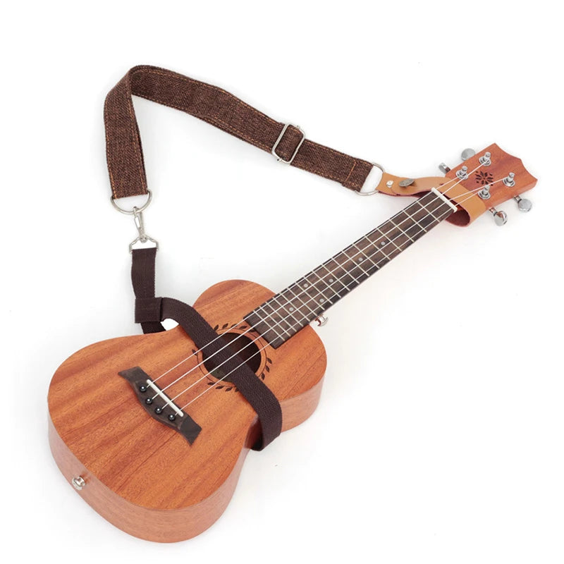 Adjustable Ukulele Strap 70-105 cm (27.6-41.3 in), 4 cm (1.6 in) Breathable Linen Cotton Nail-Free Shoulder Crossbody Strap