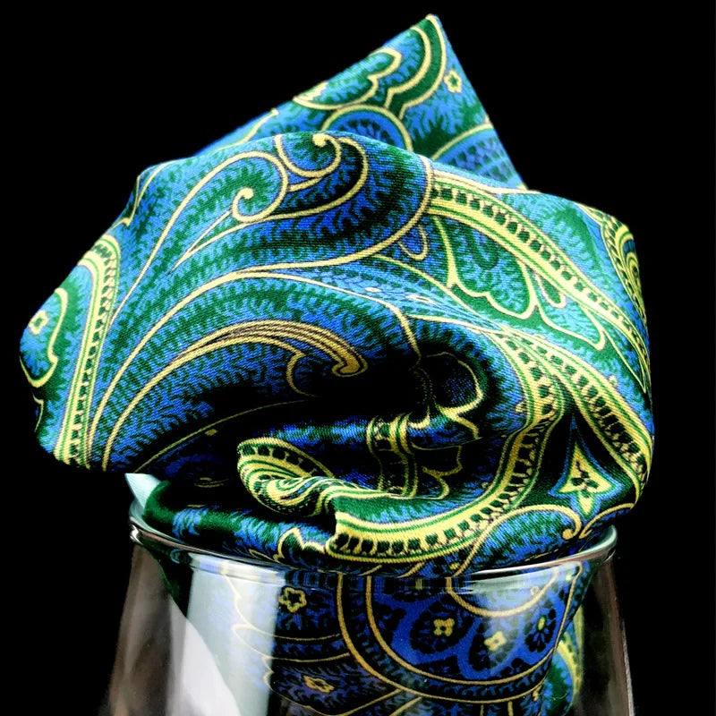 Men's Printed Pocket Square Handkerchief 9.1 x 9.1 in (23 x 23 cm) Paisley Retro Dress Hanky