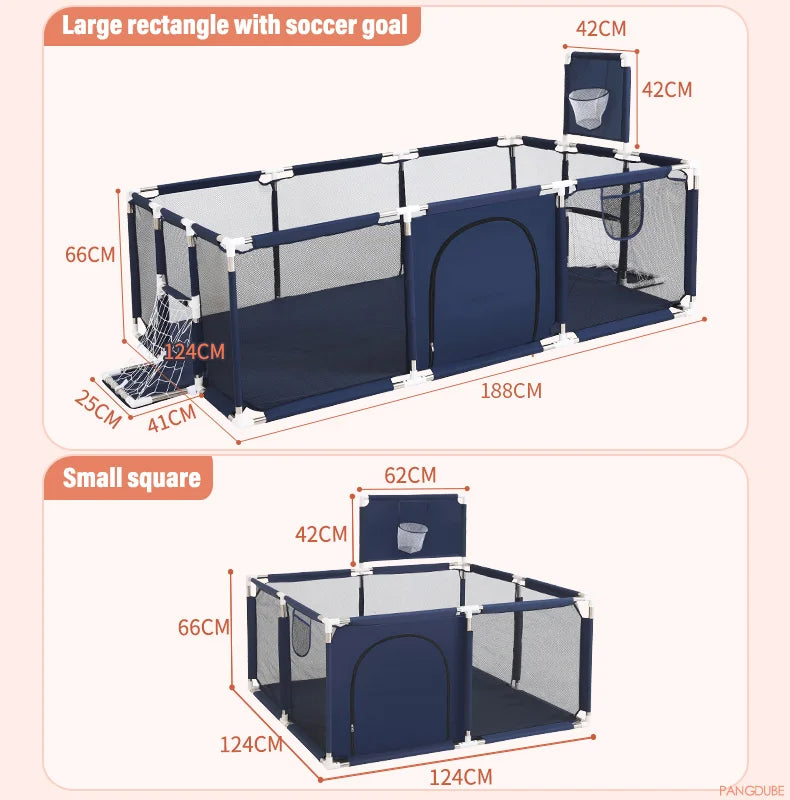 Large Baby Playpen & Ball Pit - Indoor Kids Play Area Safety Fence, 128 × 188 × 66 cm (50.4 × 74 × 26 in) - Ages 6 Months to 6 Years