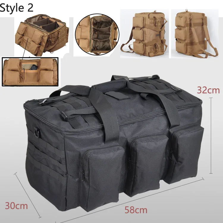 55L Tactical Duffel Backpack – Convertible Weekend Travel, Gym & Camping Bag with MOLLE Webbing