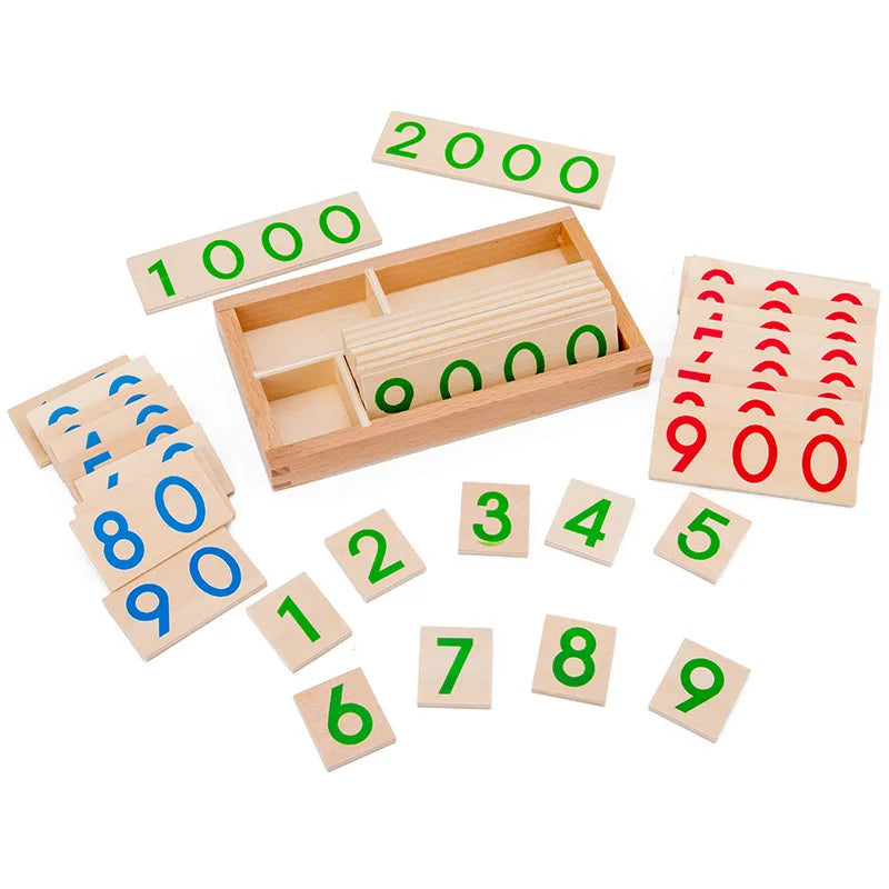 Wooden Montessori Number Cards - Counting and Place Value Math Teaching Aids for Preschool and Early Education