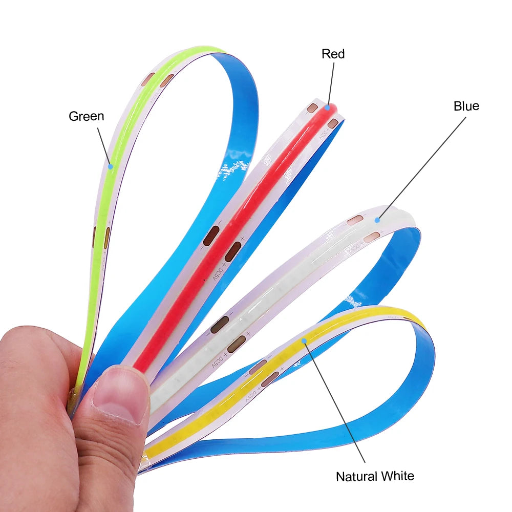 5V USB COB LED Strip Light 320 LEDs/m High-Density Flexible Tape Light Warm Natural Cool White and RGB