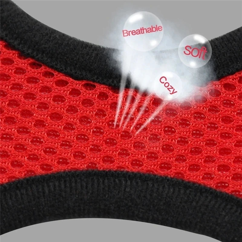 Adjustable Mesh Cat & Small Dog Harness Vest with 1.2m Leash S-XL Breathable Polyester Reflective