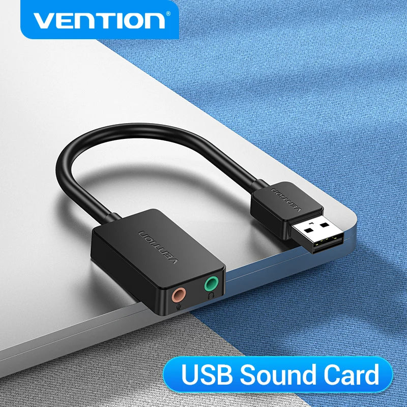 USB External Sound Card Adapter - USB to 3.5mm Audio Interface for PC, Laptop, PS4 Headset & Microphone
