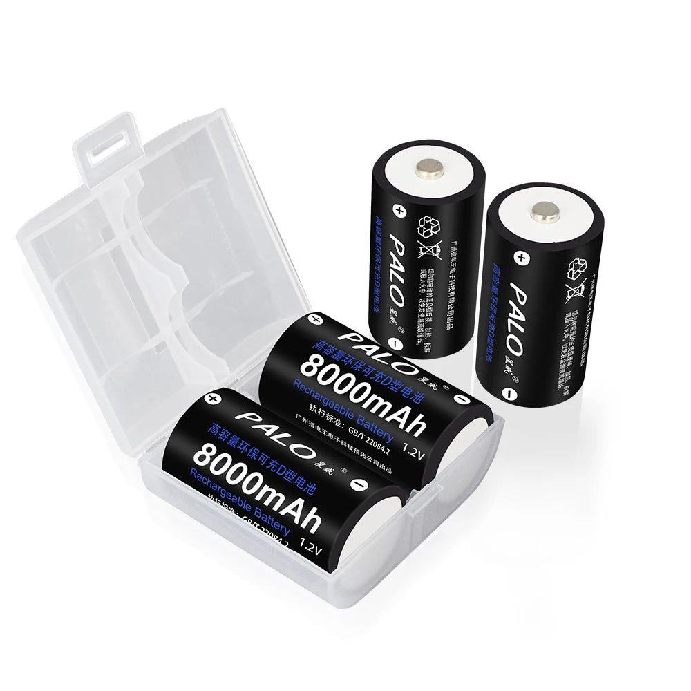 Rechargeable D Size Battery 1.2V Ni-MH 8000mAh 1-8 Pack (LR20/R20)